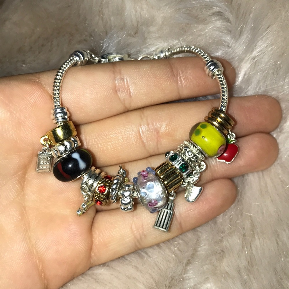 handmade glass bead charm bracelet